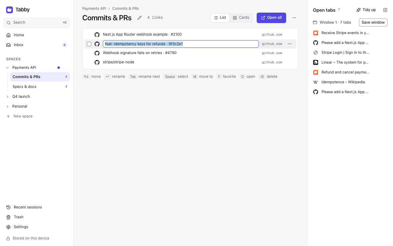 A collection of GitHub links with short, cleaned titles, one being renamed inline